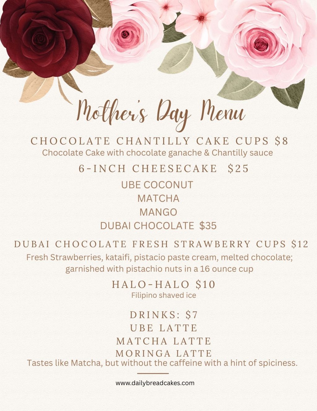 Mother’s Day Menu