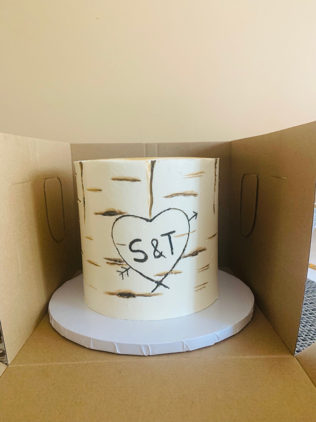 Custom Small Birch Tree Wedding Cake
